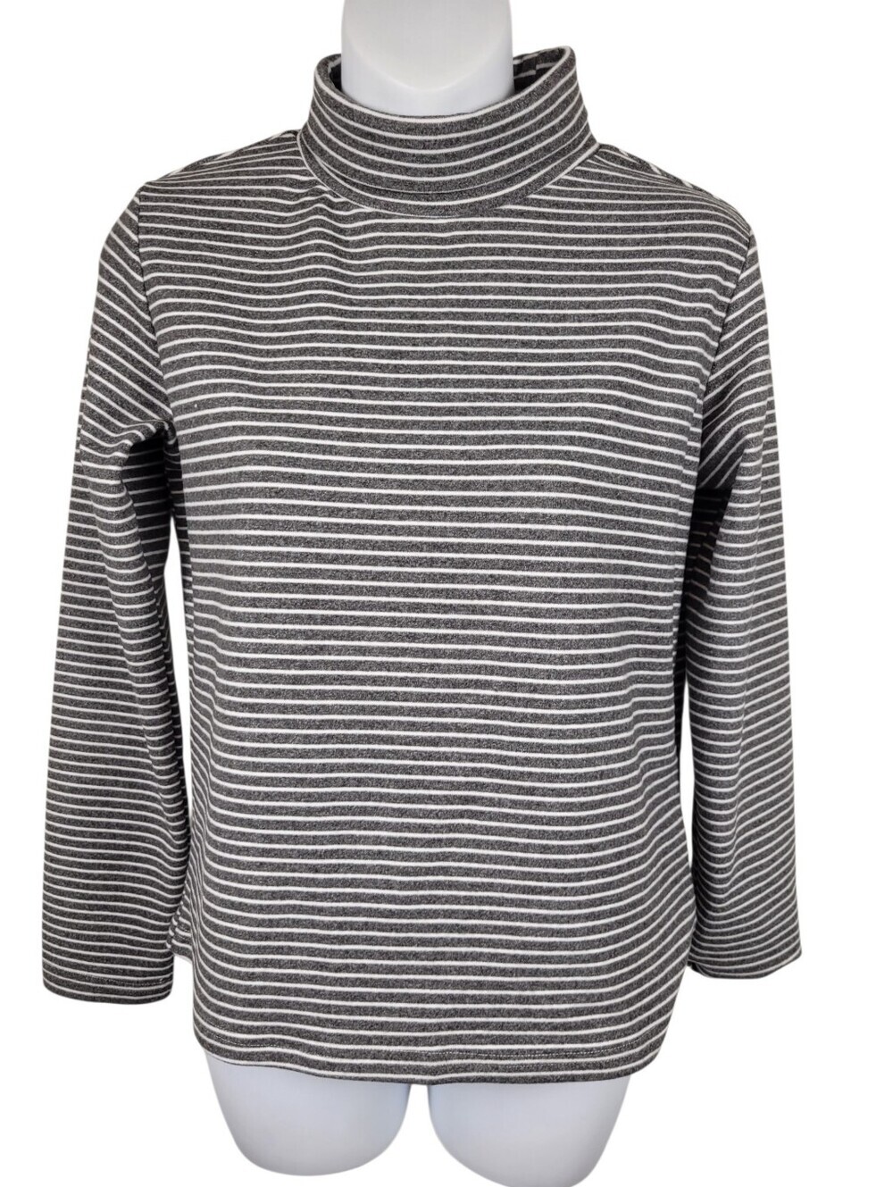 2/$20 Y2K Grey & White Stripes Turtleneck Top Blouse Size: M